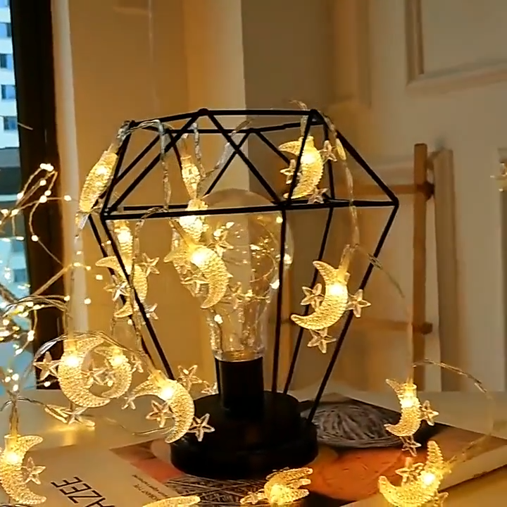 10/20 Moon Starry LED Fairy Lights Battery Operated - Led Lights for Room Decoration - String Garland Light for mirror