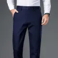 Men's lightweight business casual pants with micro elasticitymen's quick drying pantsnew straight leg office black deep bluepant. 