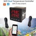Tuya WIFI Dual Temperature Sensor Smart Life Thermometer Controller External Probe Thermostat for Heat Freezer Water Pool Boiler.