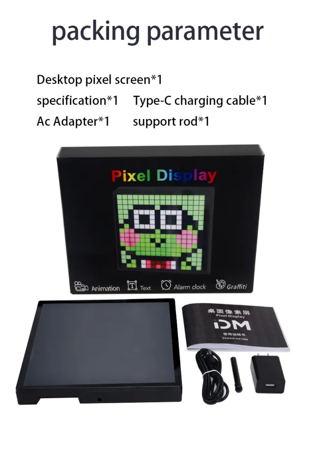 YedZen Cornice Digitale Pixel Art 32x32 RGB – Pannello LED Programmabile Con Bluetooth, Orologio, Sveglia E Graffiti Fai-da-te