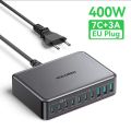 Rocoren 400W 10 in 1 Multi Ports USB Type C Fast Charger Portable Desktop Power Station Type-C Gan Charger For iPhone 16 15 Pro Max. 