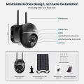 ieGeek ZS-GX4S 5MP Security Camera Wireless Outdoor, Solar Dome Camera PTZ 360° with Spotlight and Siren, 2.4Ghz WiFi Cameras, Color Night Vision, Work with Alexa, PIR, 2-Way Talk, IP65, Black. 
