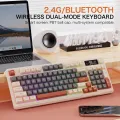 M96 Bluetooth Keyboard,2.4G Dual Mode Connection,Battery Digital Display,Multimedia Knob, Colourful Light,PC Notebook. 