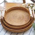 Handwoven Rattan Tray & Food Storage Basket | Eco-Friendly Kitchen Organizer with Lid, Farmhouse Home Decor. 