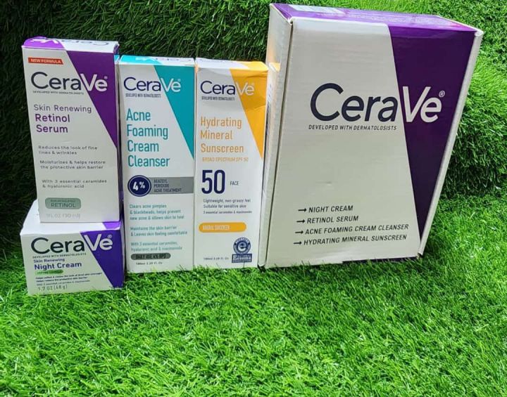CeraVe Brightening Glow Kit || Developed with Dermatologists ||  Skin Renewing Formula || Night Cream || Cleanser || Sunscreen || Serum