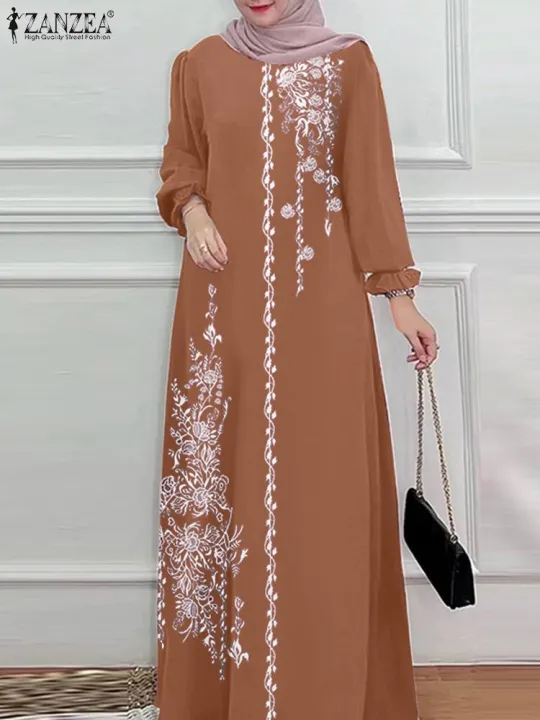 Women%20Stylish%20Floral%20Printed%20Maxi%20Dress%20Muslim%20Abaya%20ZANZEA%20Eid%20Mubarak%20Robe%20Elegant%20Long%20Sleeve%20Casual%20Vestidos%20Kaftan%20IsIamic%20-%20Image%203