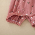 Summer female infant floral print short-sleeved overalls and bow headgear. 