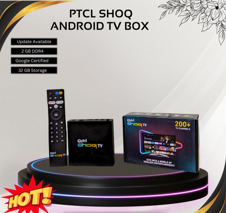 PTCL Shoq TV 📺 Android Box Android 12.0 Voice Remote Netflix Supported With Official Google Play Store
