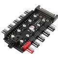 TEUCER PC Cooler Fan HUB 1 to 10 12V 4 Pin PWM Splitter Extension Supply Socket Concentrator.