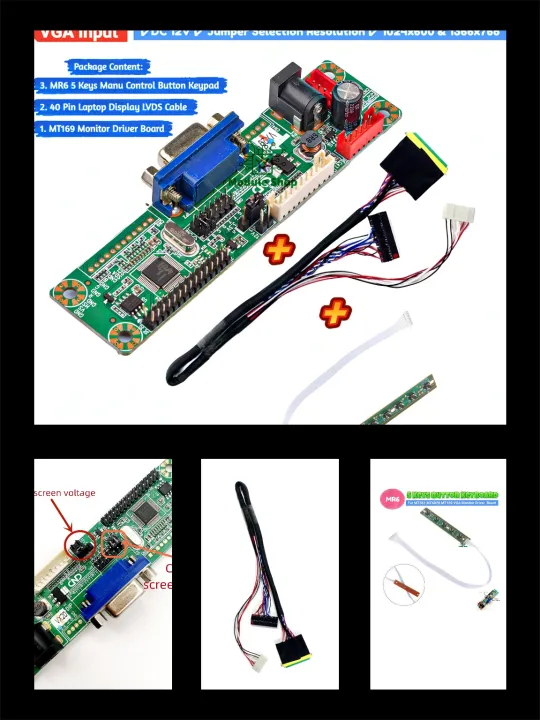 Laptop%20Display%20Monitor%20Combo%20Pack%20MT169%201ch%206bit%2040%20Pin%2025mm%20LVDS%205%20Key%20Manu%20Button%20Keypad%20Supply%2012V%205A%20%20Support%20VGA%20Input%2040%20Pin%20LVDs%201366x768%20&%201024x600%20Resolution%20-%20Image%207