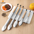 Leeseph Stainless Steel Food Tongs, Heavy Duty Kitchen Tongs with Wooden Handle for Cooking, Grilling and BBQ, 7-16 Inch Length. 