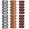 10PCS Warning Lights LEDs Diode Light Trailer Truck Yellow Orange White Red LED Side Marker Lamp 12V 24V.