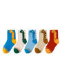 5 Pairs Kids Socks Cartoon Dinosaur Pattern Comfortable Children Socks For Boys And Girls. 