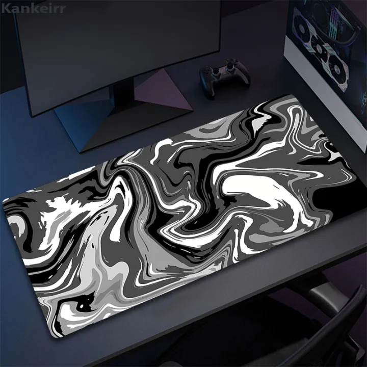XXL%20Liquid%20Design%20Mouse%20Pad%2050x100cm,%20Black%20White%20Strata%20Pattern,%20Non-Slip%20%20Gaming%20Desk%20Mat%20for%20Esports%20Gamers%20Keyboard%20-%20Image%202