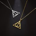 Skyrim Stainless Steel Deathly Hallows Necklace Round Triangle Silver Color Pendants Necklaces Geometric Jewelry for Women Men. 