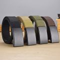 Men's Belt Automatic Metal Buckle Imitation Nylon Webbing Outdoor Work Belt Toothless Automatic Buckle Casual Sports Canvas Belt.