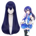 Deep blue long straight hair Active-style wig Sonoda Kai Cosplay Synthetic fiber Halloween party wig. 