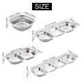 2/3/4 Grids 304 Stainless Steel Dipping Plate Divided Sauce Plate Barbecue Seasoning Dish Kimchi Plate Kitchen Utensil. 
