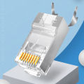 5/10Pcs RJ45 Pass Through Connectors, Cat8/Cat7/Cat6A Shielded Modular Plug, 50UM Gold Plated 8P8C Ethernet Connector.