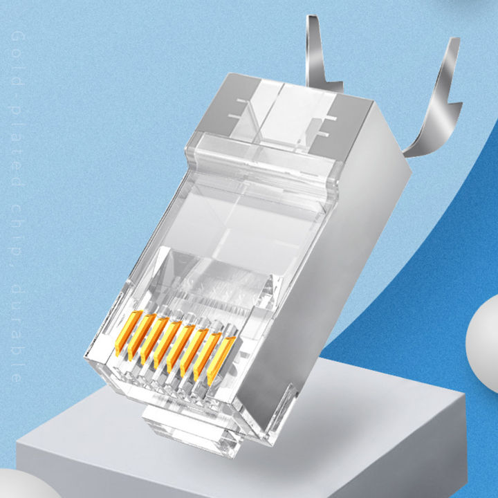 5/10Pcs%20RJ45%20Pass%20Through%20Connectors,%20Cat8/Cat7/Cat6A%20Shielded%20Modular%20Plug,%2050UM%20Gold%20Plated%208P8C%20Ethernet%20Connector%20-%20Image%202