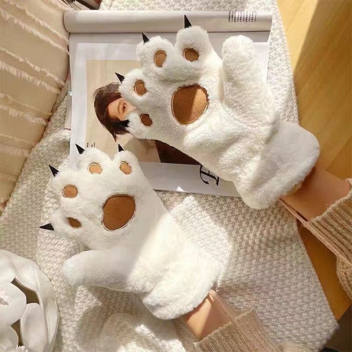 Women%20Gloves%20Bear%20Palm%20Paw%20Animals%20Plushclaw%20Glove%20Paws%20Costumes%20Cosplay%20Cute%20Cartoon%20Bear%20Simulation%20Furry%20Mittens%20Winter%20Warm%20-%20Image%204