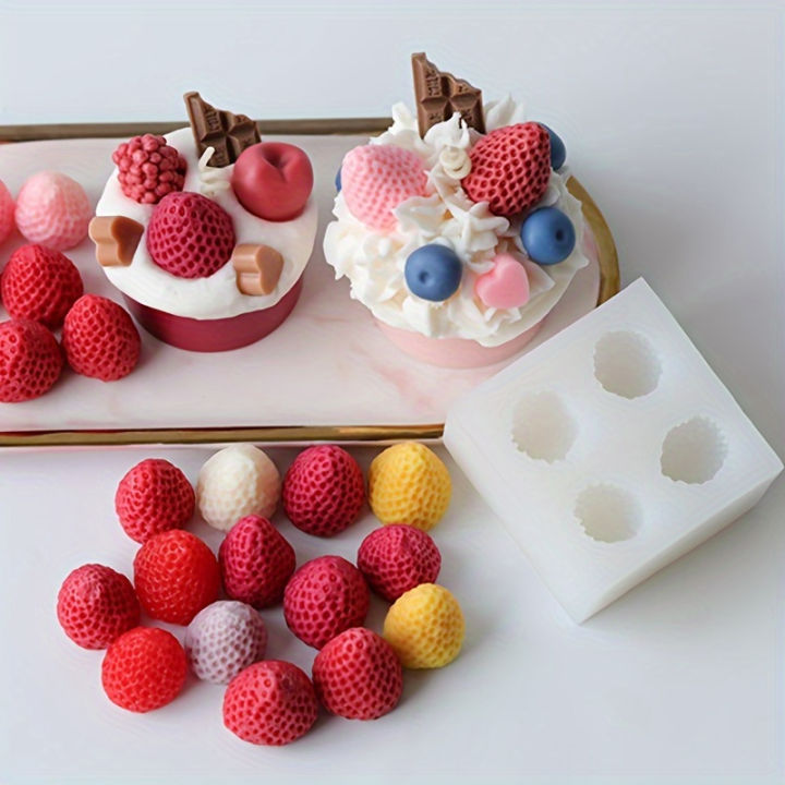 Strawberry Silicone Mold, 3D Aromatherapy Candle Wax Mulberry Casting Mold, DIY Berry Fruit Shape Mold For Candles And Soaps