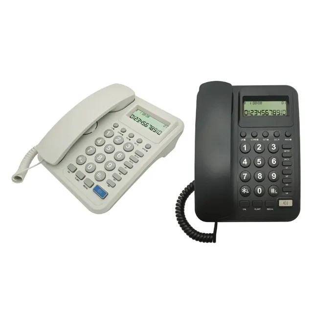 KX T2027CID Corded Phone, Landline Phone with LCD Display Desktop Phone for Home Office Hotel, Telephones Landline Corded with Semi Handsfree Call, Caller ID, 24 Ringtones(White, Black)