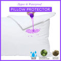 1pc Smooth Pillow Protector Zippered Waterproof Pillow Cover Breathable Pillowcase Bedbug Proof & Anti Mites.