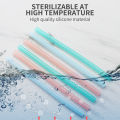 6 PCS Transparent Silicone Straws Reusable Food Grade Bendable Straight Drinking Straw With Cleaning Brush Set Party Accessory. 