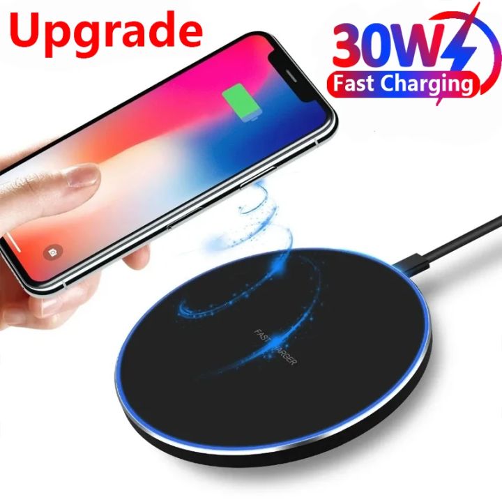 30W Wireless Charger Pad for iPhone 15 14 13 12 11 Pro Max Samsung Xiaomi Phone Chargers Induction Fast Charging Dock Station