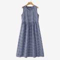 ZANZEA Summer Plaid Checked Sundress Sleeveless Bohemain Holiday Dresses Women Elegant O Neck Dress Casual Baggy Work Vestidos. 