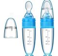 Full Silicone Spoon feeder 90ml rice vanguard squeezed spoons of rice vanguard bottle suction cup soft spoon head -1pcs. 