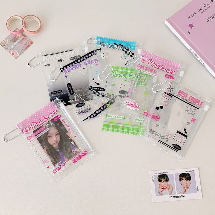 Korean%20Style%20Cute%20Transparent%20Zipper%20Card%20Holder%203%20Inch%20Photo%20Sleeve%20Student%20ID%20Badge%20Pendant%20Storage%20Pouch%20Clear%20Card%20Case%20-%20Image%203