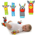 Cartoon Plush Socks Wrist Strap Rattles Baby Toys Newborn Infant Kids Animal Sock Foot Finder Toy Gift Soft Rattle 0-36 Months.