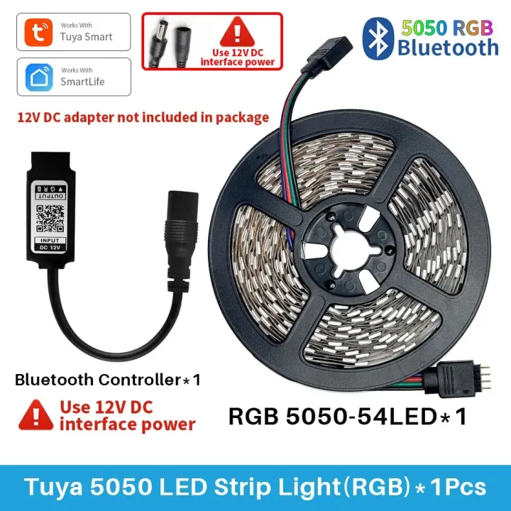 Tuya%20Smart%20Life%20LED%20Light%20Strip%20Bluetooth%20Control%20DC12V%205M%20SMD%205050%2054LEDs/M%20Flexible%20Rope%20Lamp%20For%20Desktop%20Screen%20TV%20BackLight%20-%20Image%207