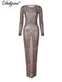 Dulzura 2024  Elegant Maxi Dress Printed Leopard Long Sleeve Dresses Women Clothes Y2K Lady Party Club Streetwear Holiday. 