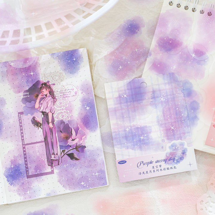 Yoofun 20pcs/lot Watercolor Landscaping Material Collage PET Sticker Floating Stars and Moon Creative DIY Journal Stickers