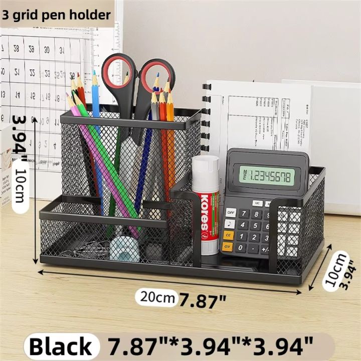 Black%20Mesh%20Desk%20Organizer%20-%203-Tier%20Storage%20with%20Pencil%20Holder%20&%20Baskets,Office%20Supplies%20Organizer%20for%20Desktop,%20Home%20&%20School%20Use%20-%20Image%202