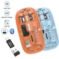 Transparent wireless dual-mode 2.4G Bluetooth rechargeable computer mouse for pc laptop. 