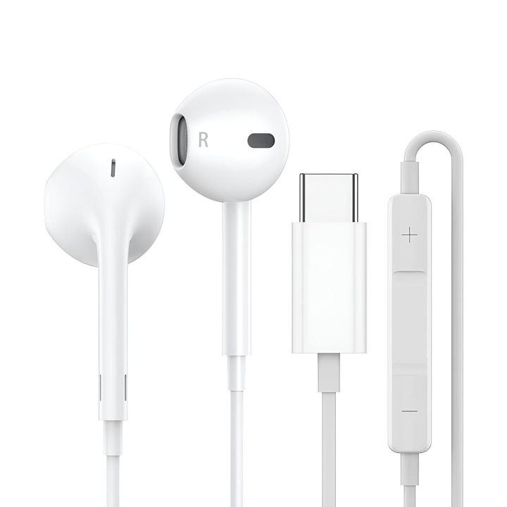 EZone Type C Handsfree Earphones with DAC Chip Compatible with iPhone 15 Samsung OnePlus Oppo Xiaomi