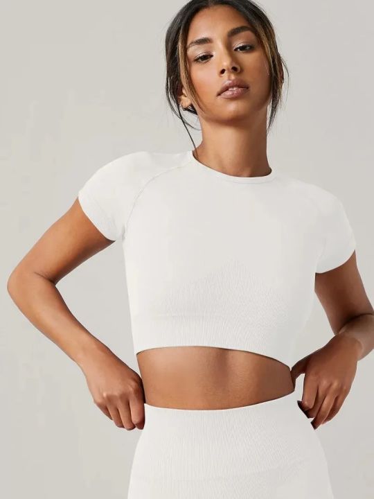Seamless%20Womens%20Sport%20T%20Shirt%20Short%20Sleeve%20Yoga%20Top%20Fitness%20Gym%20Running%20Active%20Wear%20Workout%20Clothes%20-%20Image%207