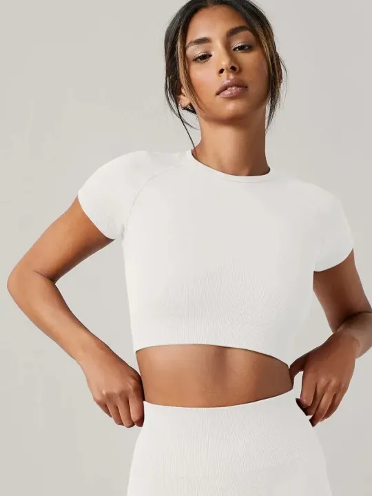 Seamless%20Womens%20Sport%20T%20Shirt%20Short%20Sleeve%20Yoga%20Top%20Fitness%20Gym%20Running%20Active%20Wear%20Workout%20Clothes%20-%20Image%207
