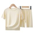 Children's Pajamas Summer Thin Short Sleeve Shorts Ice Silk Big Children Boys Girls Home Wear Set Summer.