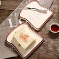 1Pc Ceramic Bread Shaped Breakfast Plate Toast Dishes Salad Fruit Snack Tray Household Tableware Dinner. 