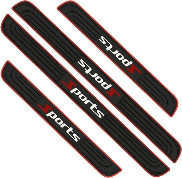 thumbnail image 2 of 4-Piece Universal Car Door Sill Protector – PVC Rubber Scuff Plate Guard, Black 2 of 14