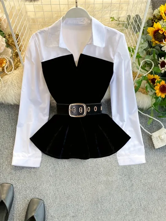 Gadinus%20Women%20Two%20Tone%20Peplum%20Belted%20Shirt%20Blouse%20Contrast%20Panel%20Long%20Sleeve%20Elegant%20Button%20Top%20-%20Image%207