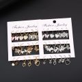 9 Pcs Cute Butterfly Heart Drop Earrings Set Fashion Gold Silver Color Girls Geometric Metal Acrylic Earrings 2024 Jewelry .