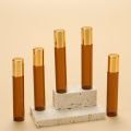 5 Refillable Glass Essential Oil Bottles, Amber Glass Bottle Rollerball Perfume Bottle, Stainless Steel Ball Hollow Travel Rolle. 