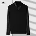Fall winter men's new classic fashion thin high-end false two-piece long-sleeved shirt business casual lightweight POLO shirt. 