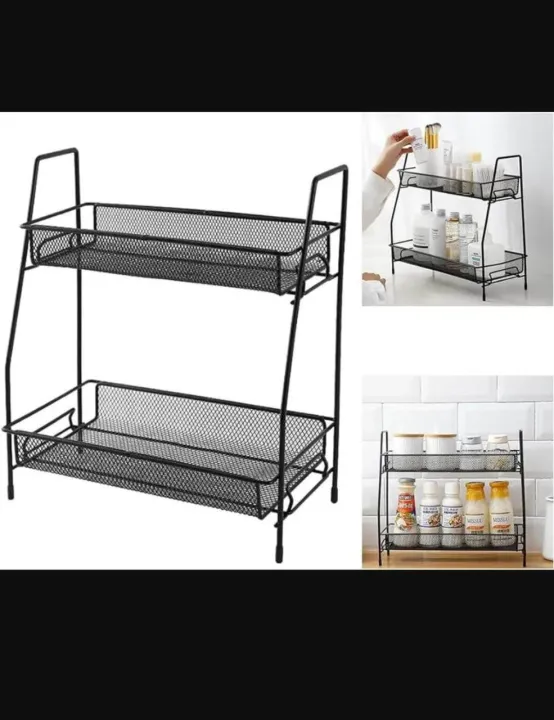 Miorkly Kitchen Organiser 2 Tier Metal Spice Rack Standing Spice Rack ...